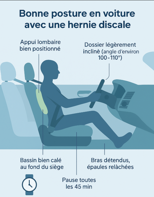 Adopter une bonne posture en voiture avec une hernie discale